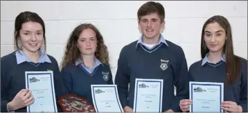  ??  ?? Student of the Year nominees Ciara Walsh, Lorna Walsh, Andrew Walsh and Alice Harpur.