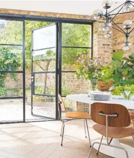  ??  ?? CLOCKWISE, FROM LEFT For similar steel-framed windows and doors in a choice of finishes, try Crittall. Evolution UPVC and composite windows, from £500 per window, Thames Valley Windows. Exterior shutters in green smoke exterior eggshell, £71 for
2.5ltr, Farrow & Ball