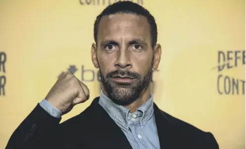  ??  ?? 0 Former Manchester United and England footballer Rio Ferdinand at the annoucemen­t that he was to try a career in pro boxing.