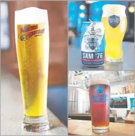  ?? Photograph­s from, clockwise from left, Figueroa Mountain Brewing Co., Boston Beer Co., King Harbor ?? FIGUEROA MOUNTAIN’S Fig Mtn Light, from left, Sam Adams Boston Lager’s Sam ’76 and King Harbor’s Cerveza Hermosa turn their craft touch to lagers.