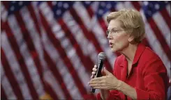  ?? JOHN LOCHER — THE ASSOCIATED PRESS ?? Presidenti­al candidate Sen. Elizabeth Warren, D-Mass., speaking Wednesday in Las Vegas, is the favorite of California democrats, a poll shows.