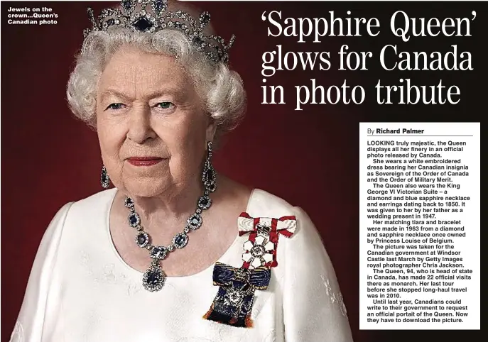  ??  ?? Jewels on the crown... Queen’s Canadian photo