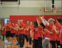  ?? MARIAN DENNIS — MEDIANEWS GROUP ?? Faculty and staff from all across Boyertown Area School District prepare to play a game against the Harlem Wizards at Boyertown Area High School.