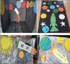  ??  ?? Some of the space-themed work by third and fourth class pupils.