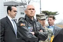  ?? AFP/GETTY IMAGES ?? Pence arrives at the gateway to the Demilitari­zed Zone dividing the two Koreas on Monday, in a show of U.S. resolve hours after North Korea failed in its attempt to test another missile.