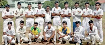  ??  ?? Down but not totally out; Anuradhapu­ra Central cricketers when they travelled to Colombo to play their third match on turf - Pic by M.A. Pushpakuma­ra