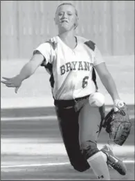  ?? Arkansas Democrat-gazette/stephen B. THORNTON ?? Bryant senior pitcher Peyton Jenkins is 22-0 this season and has given up only eight earned runs. She has pitched 5 no-hitters, has 181 strikeouts and only 21 walks.