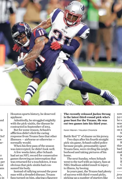  ?? Karen Warren / Houston Chronicle ?? The recently released Jaelen Strong is the latest third-round pick who’s gone bust for the Texans. He was cut two games into his third year.