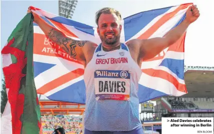  ?? BEN BLOOM ?? &gt; Aled Davies celebrates after winning in Berlin