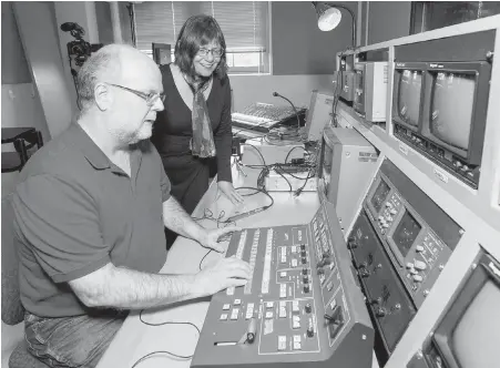  ?? DARREN STONE, TIMES COLONIST ?? Andy Bryce and Lois Fernyhough are instructor­s/administra­tors for a new program at Camosun College designed to train audio-visual technician­s for live events, filling a shortage in the local film, theatre and music industries.