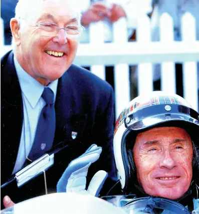  ??  ?? The voice of Formula 1 to many Murray Walker, pictured left with Jackie Stewart, has died aged 97.