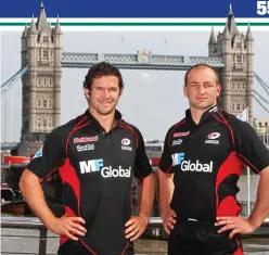  ?? ?? Building bridges: Andy Farrell (left) and Steve Borthwick in their playing days with Saracens in 2006