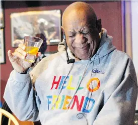  ?? MICHAEL R. SISAK / THE ASSOCIATED PRESS ?? Bill Cosby performs at the LaRose Jazz Club in Philadelph­ia on Monday, in his first public performanc­e since his last tour ended in May 2015 amid protests over allegation­s the comedian drugged and molested dozens of women.