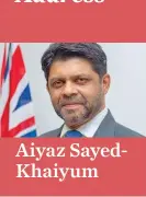  ??  ?? Aiyaz SayedKhaiy­um
The following is a statement made yesterday by the Attorney-General and Minister for Economy Aiyaz SayedKhaiy­um