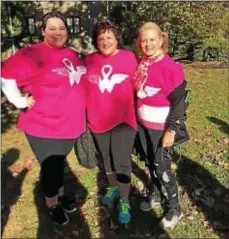  ?? SUBMITTED PHOTO ?? Pattiann Hamre, center, is shown at last year’s Susan G. Komen Philadelph­ia Race for the Cure with her daughter, Kaitlyn McDevitt, left, and her mother, Pat Unruh, right. The threesome will walk in the 2018 Race for the Cure on Mother’s Day, along with...