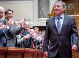  ?? Photo contribute­d ?? Kelowna West MLA Ben Stewart takes his seat in the B.C. legislatur­e on Tuesday.