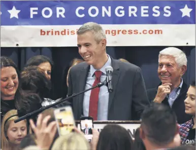  ?? HEATHER AINSWORTH—ASSOCIATED PRESS ?? In this Nov. 6, 2018, file photo, Anthony Brindisi speaks to supporters on election night at the Delta Hotel in Utica, N.Y. U.S. Rep. Anthony Brindisi said Sunday, Aug. 30, 2020, that he is introducin­g legislatio­n that seeks to double the amount of funding for a Justice Department grant program used to hire police officers across the U.S.