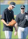  ?? JOHN LOCHER/THE ASSOCIATED PRESS ?? Chicago White Sox ace Chris Sale, left, broke a bone in his right foot and is out for at least three weeks.