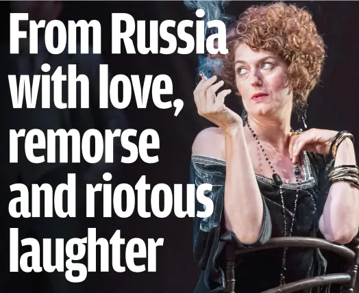  ?? Picture: JOHAN PERSSON ?? Bravura turn: Anna Chancellor as Arkadina in The Seagull, part of the Chekhov trilogy