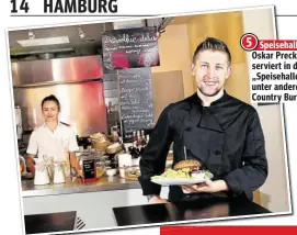  ??  ?? Speisehall­e Oskar Precko serviert in der „Speisehall­e“unter anderem Country Burger.
