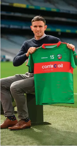  ??  ?? Mayo’s Jason Doherty at the launch of the Croke Park Charity Challenge, organised by Alan Kerins, in aid of Self Help Africa