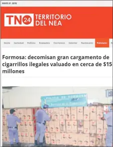  ??  ?? Uno de los medios argentinos que se hizo eco de la incautació­n destacó el millonario valor de la carga.