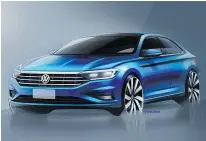  ?? — VOLKSWAGEN ?? The headlights merge with the grille, just like in the Atlas and Tiguan, in the new Jetta, set to be introduced next month.