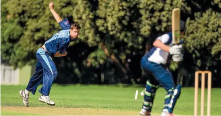  ?? DAVID UNWIN/ STUFF ?? Nelson College paceman and new Otago Volt Jarrod McKay in action during the 2017 final of Central Districts qualifying final against Palmerston North Boys’ High School.