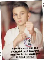  ?? FM5060684 ?? Kendal Manning is the youngest Kent Samurai member in the squad for Holland