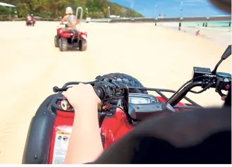  ?? — Tangalooma Island Resort ?? Explore the sights at the Tangalooma Island Resort while riding an ATV quad bike.