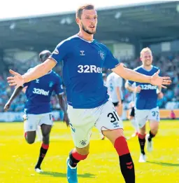  ?? Picture: SNS. ?? Borna Barisic celebrates the stunning free-kick that gave Rangers a 1-0 win over St Mirren in Paisley.