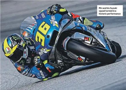  ??  ?? Mir and his Suzuki squad turned in a historic performanc­e
