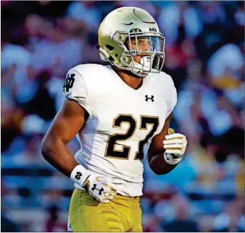  ?? [MICHAEL DWYER/THE ASSOCIATED PRESS] ?? NotreDame’s Julian Love watches during the second half of a game against Boston College Sept. 16, 2017, in Boston.