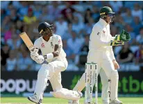  ?? GETTY IMAGES ?? Jofra Archer plays the shot that brought about his dismissal – and earned him an earful – during the dramatic third test at Headingley.