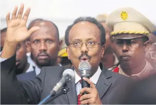  ?? ?? CLOUDED PROSPECTS: Somalia’s President Mohamed Abdullahi Farmajo addresses lawmakers after winning the vote in Mogadishu in this 2017 file photo.