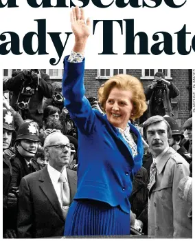  ?? ?? SUFFERER: Mrs Thatcher, who developed Dupuytren’s in her right hand