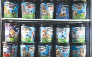  ??  ?? BEN & JERRY’S ice creams on sale at a shop in Jerusalem yesterday. (Yonatan Sindel/Flash90)
