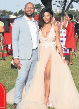 ?? Picture: Nigel Sibanda ?? RETIRED LADIES MAN. South African radio DJ and television personalit­y Phat Joe and Palesa Mogan at Greyville race course in Durban on Saturday.