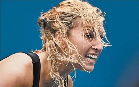  ?? TIMOTHY A. CLARY/GETTY-AFP ?? It may not be ladylike, but Dominika Cibulkova of Slovakia didn’t seem to pay much attention to her perspirati­on during her match at the 2015 US Open.