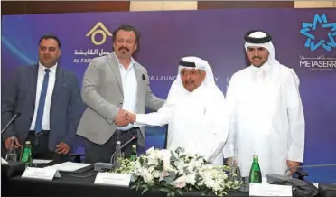  ?? ?? Al Faisal Holding Chairman Sheikh Faisal bin Qassim Al Thani and Doludizgin CEO Koray Demir at an event to launch Al Faisal Holding’s new subsidiary Metaserra in Doha on Sunday.