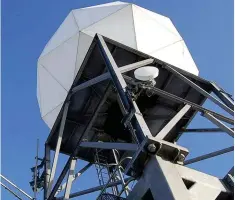  ??  ?? A radome, seen here on top of a weather radar, protects the sensitive antenna from bad weather