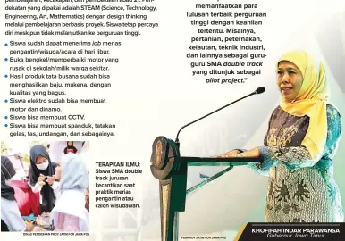  ?? DINAS PENDIDIKAN PROV JATIM FOR JAWA POS PEMPROV JATIM FOR JAWA POS ?? TERAPKAN ILMU: Siswa SMA double track jurusan kecantikan saat praktik merias pengantin atau calon wisudawan.