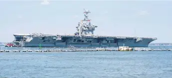  ?? Afp ?? SALIDA. El portaavion­es USS Harry S. Truman salió de Virginia hacia el Mediterrán­eo.