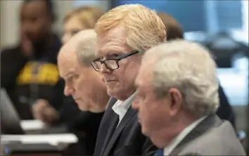  ?? Joshua Boucher/The State via AP ?? Alex Murdaugh listens as prosecutor Creighton Waters makes closing arguments Wednesday during Mr. Murdaugh’s double murder trial at the courthouse in Walterboro, S.C.