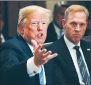  ?? AP/PABLO MARTINEZ MONSIVAIS ?? President Donald Trump on Wednesday again defended his handling of Russia, saying during a Cabinet meeting that no president before him had taken a tougher stance.