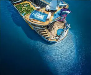  ??  ?? A bird’s-eye view of a Royal Caribbean cruise ship.