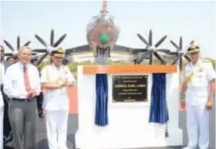  ??  ?? Tu-142M on static display being inaugurate­d by Admiral Sunil Lanba Chief of the Naval Staff (photo PRO Navy)
