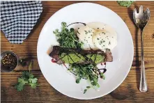  ??  ?? Belgard Kitchen’s steak & eggs with chimichurr­i sauce.