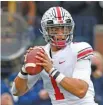  ?? AP ?? Ohio State quarterbac­k Justin Fields finished third in the Heisman Trophy voting.