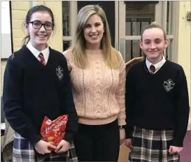  ??  ?? Mercy College students gave up social media for a day and raised more than €1650 for Trócaire which was given to Ms Janine Heavy from Trocáire.